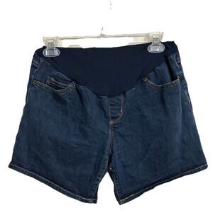 Liz Lange Maternity Shorts Jean Size Extra Small Elastic Waist Blue Denim